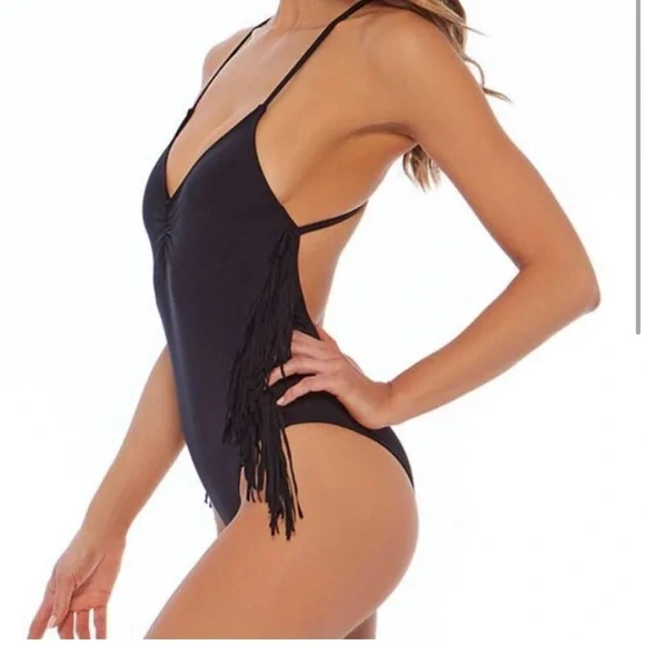 L*Space Black Fringe One Piece Swimsuit - Picture 2 of 10